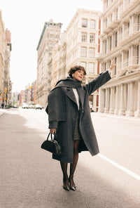 Petite Studio's Carina Wool Scarf Coat in Charcoal