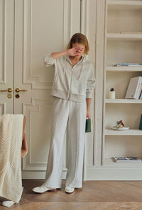 Petite Studio's Colby Cotton Zip-Up Hoodie in Heather White 
