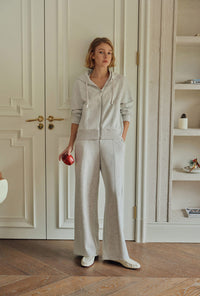 Petite Studio's Colby Cotton Zip-Up Hoodie in Heather White 
