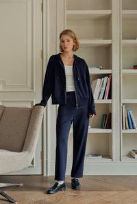 Petite Studio's Colby Cotton Zip-Up Hoodie in Navy