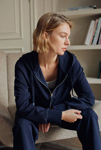 Petite Studio's Colby Cotton Zip-Up Hoodie in Navy