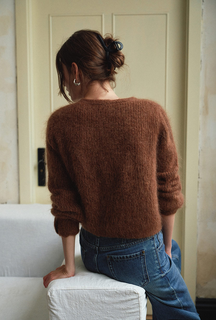 Petite Studio's Bellamy Mohair Cardigan in Brown