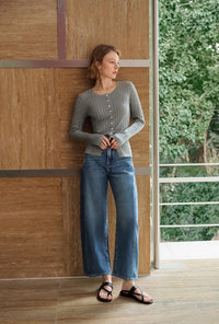 Petite Studio's Delsie Cotton Knit Top in Grey 