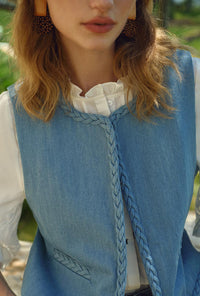 Petite Studio's Dexter Denim Vest in Blue