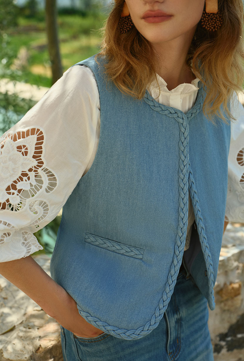 Petite Studio's Dexter Denim Vest in Blue