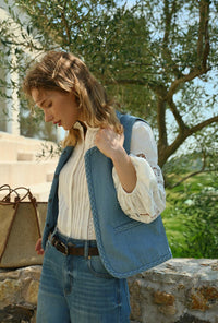 Petite Studio's Dexter Denim Vest in Blue