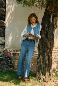 Petite Studio's Dexter Denim Vest in Blue