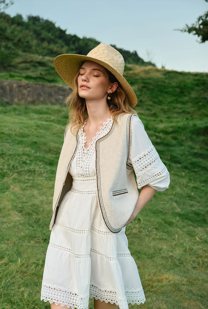 beige petite dress Petite Fit and Flare Maxi Dress in Beige – Sylphic main image 0