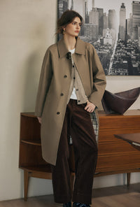 Petite Studio's Liam Reversible Cotton Trench Coat in Camel and Plaid
