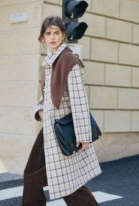 Petite Studio's Liam Reversible Cotton Trench Coat in Camel and Plaid