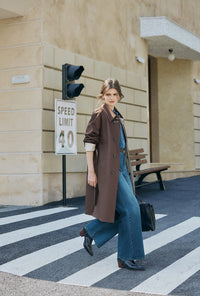 Petite Studio's Liam Reversible Cotton Trench Coat in Beige and Chocolate