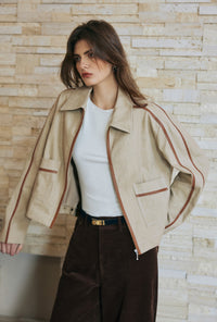 Petite Studio's Emmette Cropped Cotton Jacket in Light Khaki