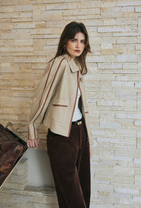 Petite Studio's Emmette Cropped Cotton Jacket in Light Khaki
