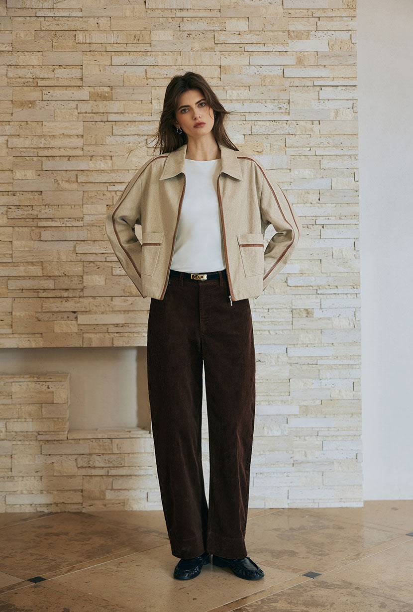 Petite Studio's Emmette Cropped Cotton Jacket in Light Khaki