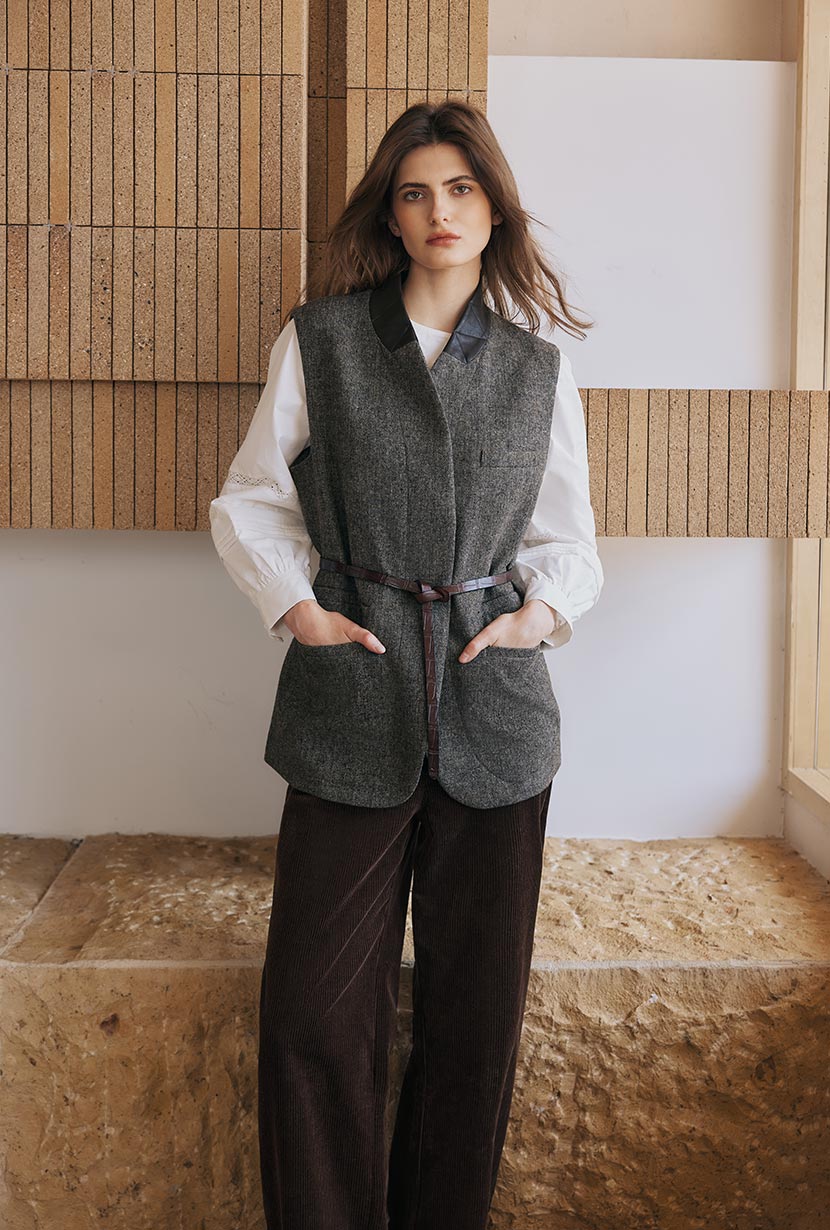 Noah Wool Vest - Ash Brown