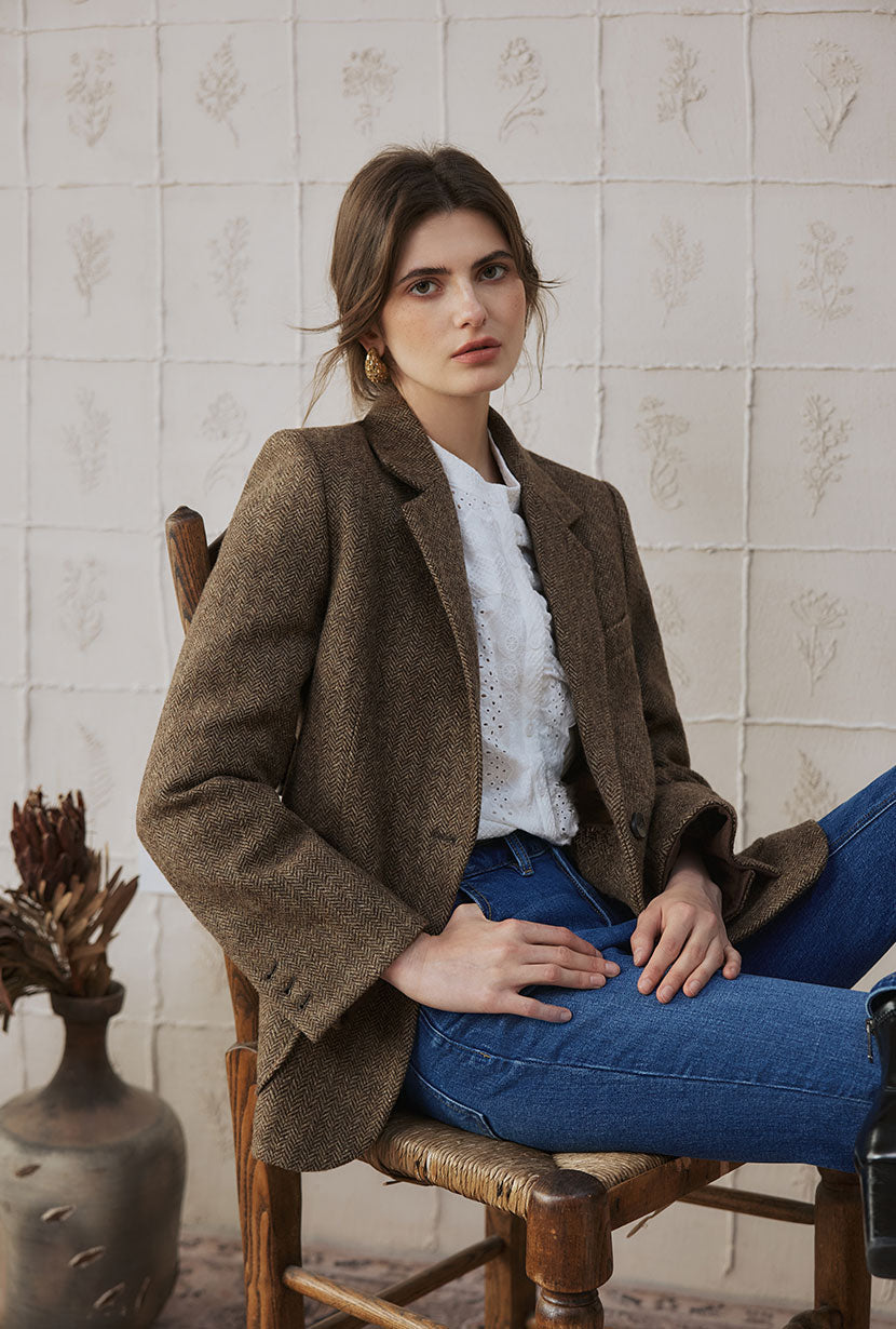 Petite Studio's Emilia Wool Blazer in Brown 