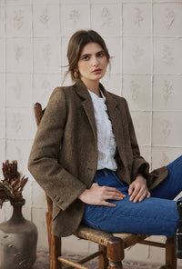 Petite Studio's Emilia Wool Blazer in Brown 