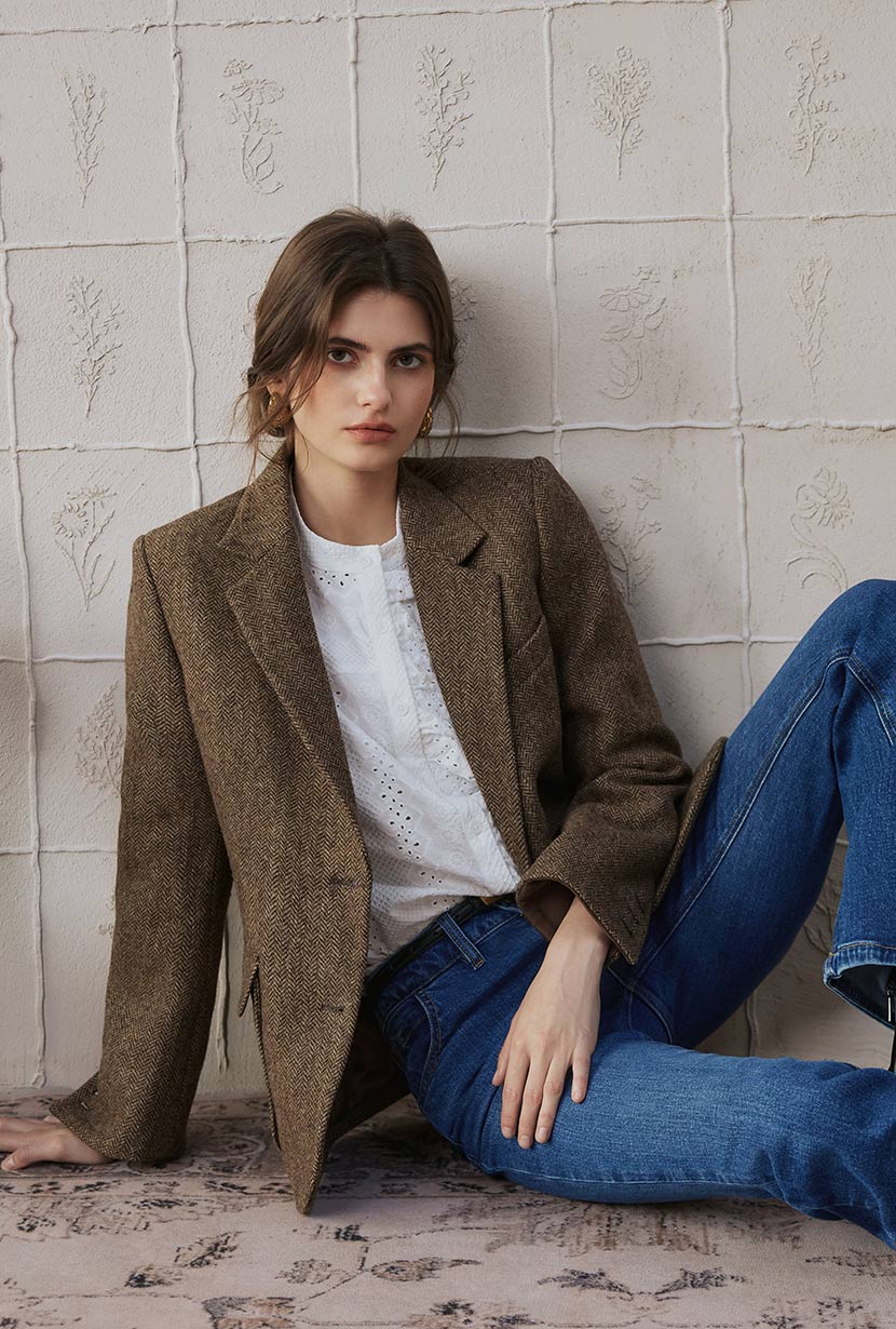 Petite Studio's Emilia Wool Blazer in Brown 