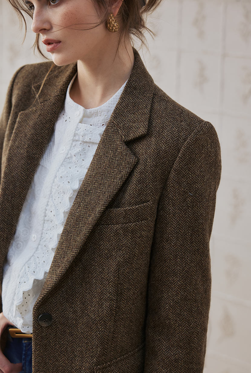 Petite Studio's Emilia Wool Blazer in Brown 