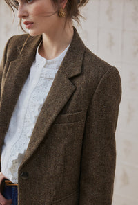 Petite Studio's Emilia Wool Blazer in Brown 