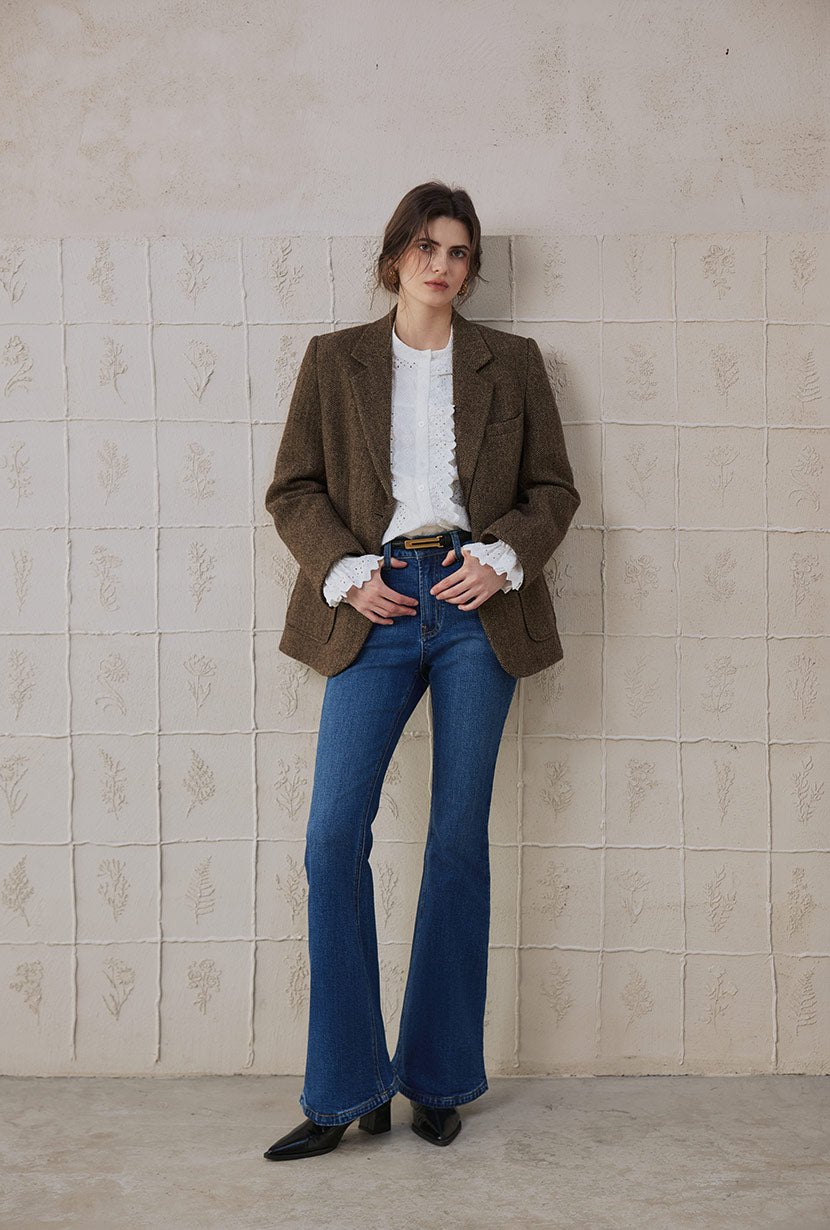 Petite Studio's Emilia Wool Blazer in Brown 