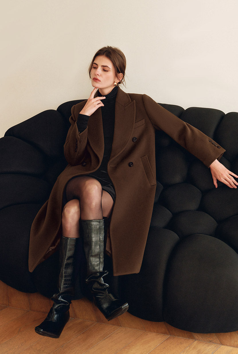 Petite Studio's Matilda Wool Coat in Dark Umber