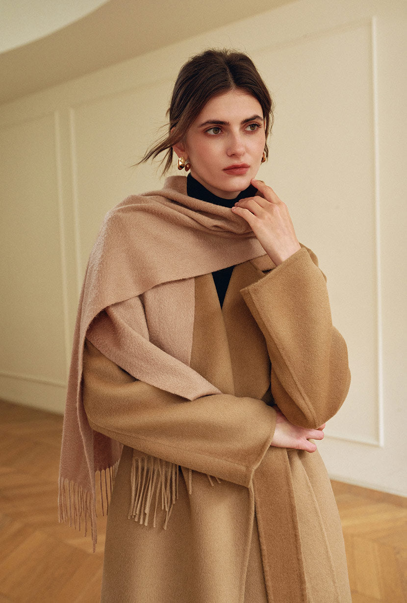 Petite Studio's Ulysses Double-Faced Cashmere Coat in Camel