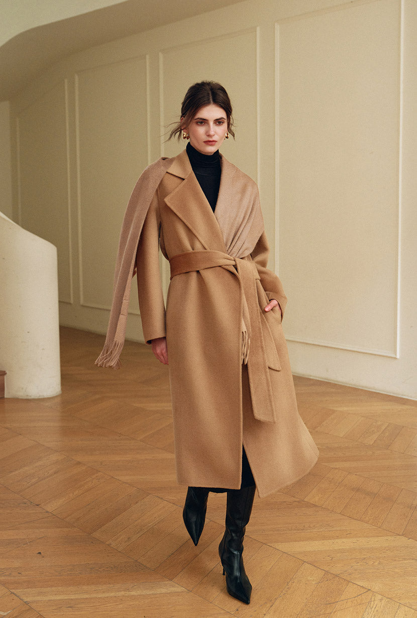 Petite Studio's Ulysses Double-Faced Cashmere Coat in Camel