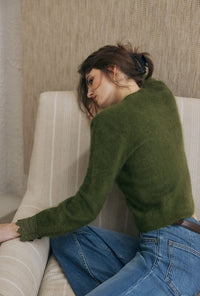 Petite Studio's Murphy Brushed Merino Wool Cardigan in Olive Green