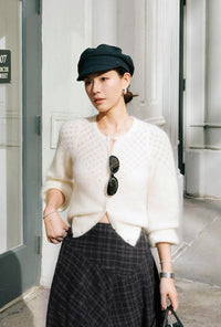Petite Studio's Nathan Mohair-Blend Wool Cardigan in Ivory