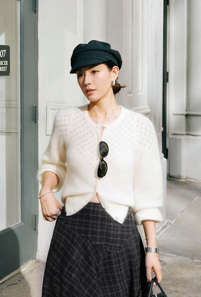 Petite Studio's Nathan Mohair-Blend Wool Cardigan in Ivory