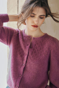 Petite Studio's Nathan Mohair-Blend Wool Cardigan in Plum 