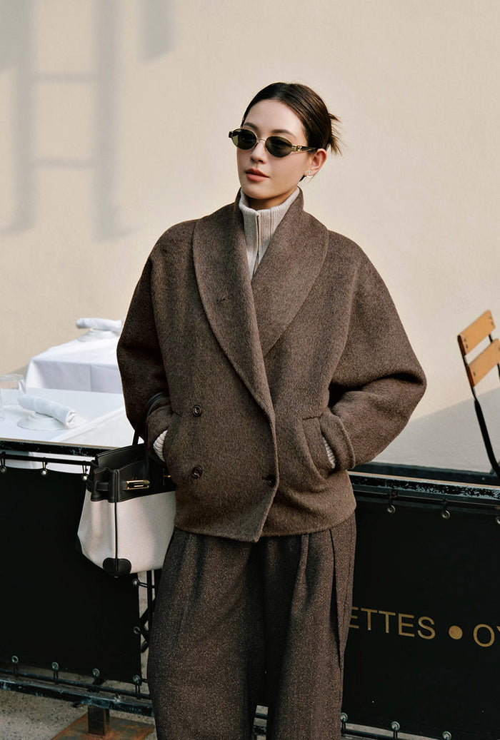 Petite Studio's Gabriene Wool Coat in Mocha