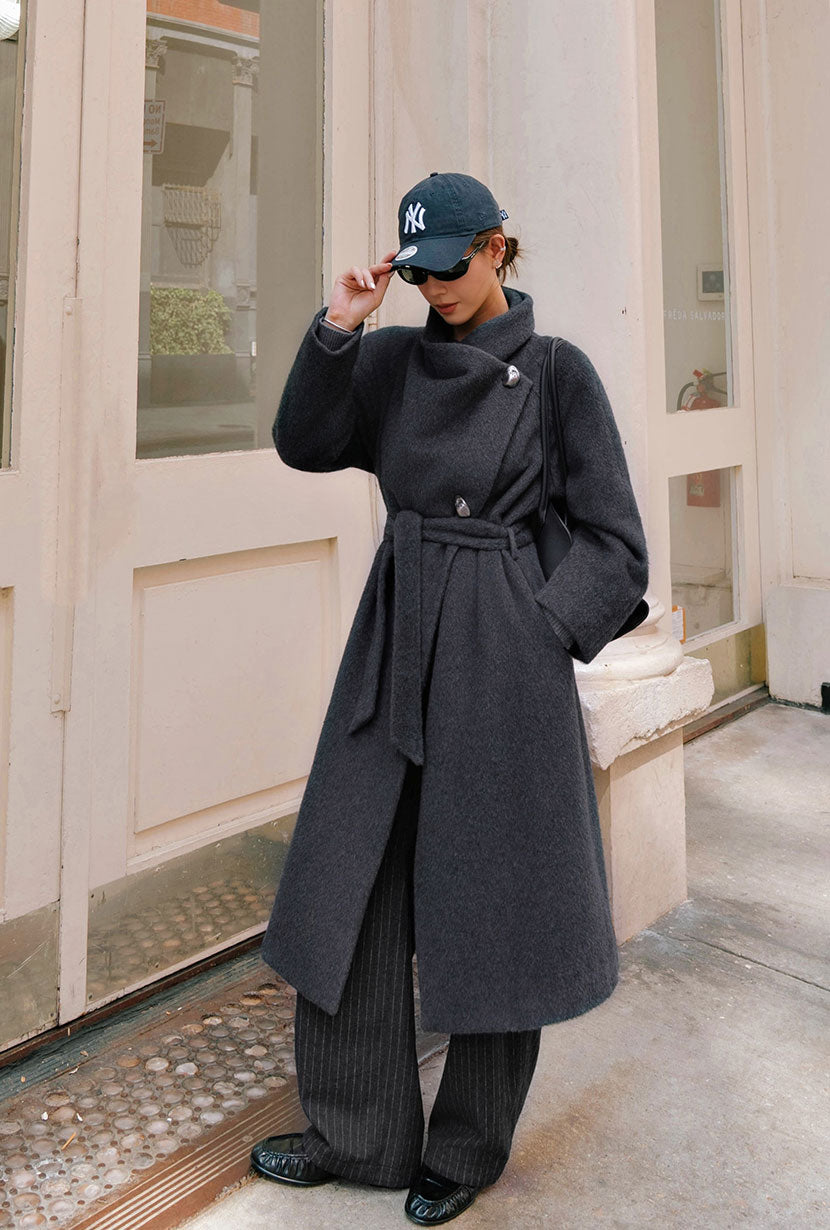 Petite Studio's Daniela Wool Coat in Charcoal 