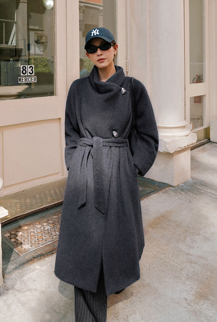 Petite Studio's Daniela Wool Coat in Charcoal 