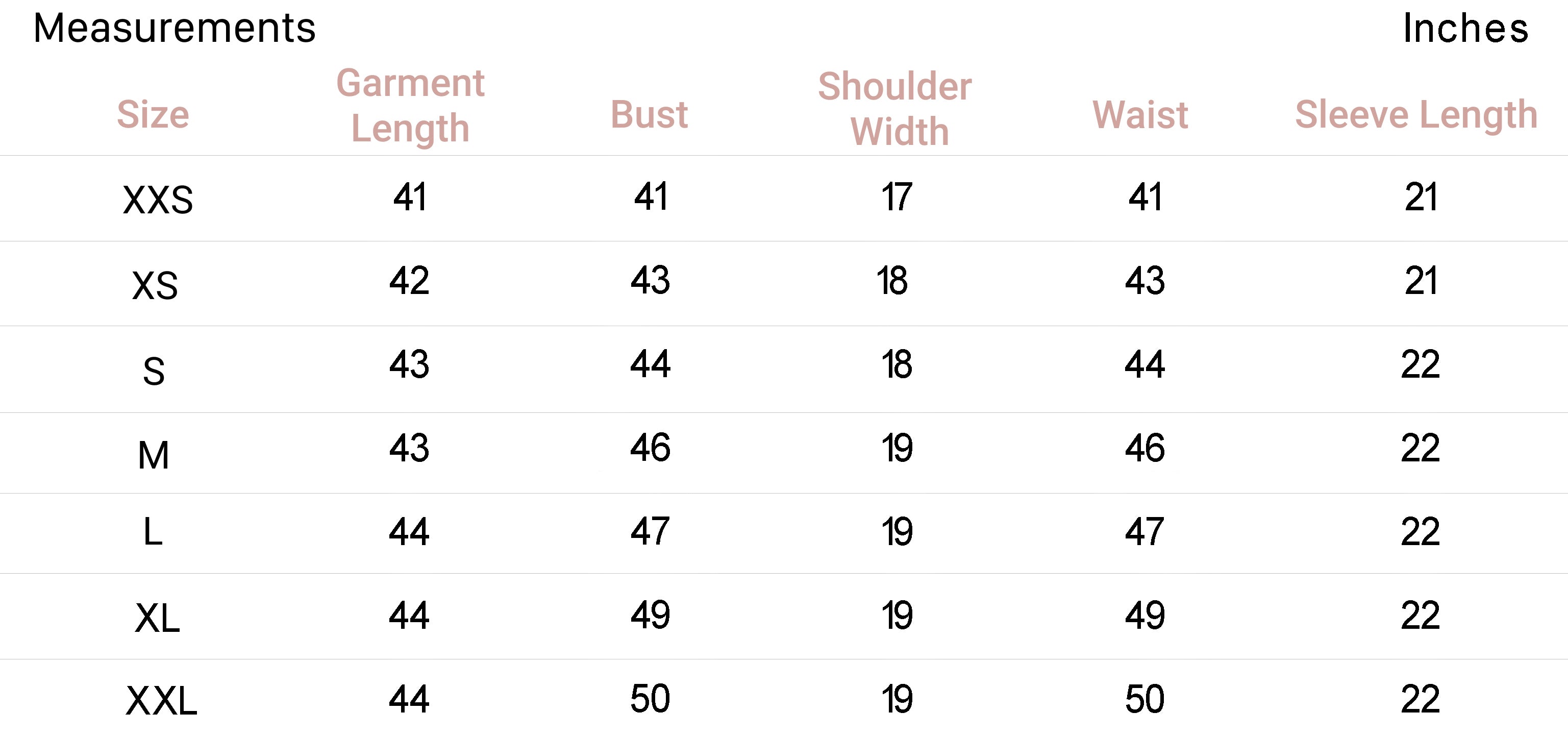 Size chart