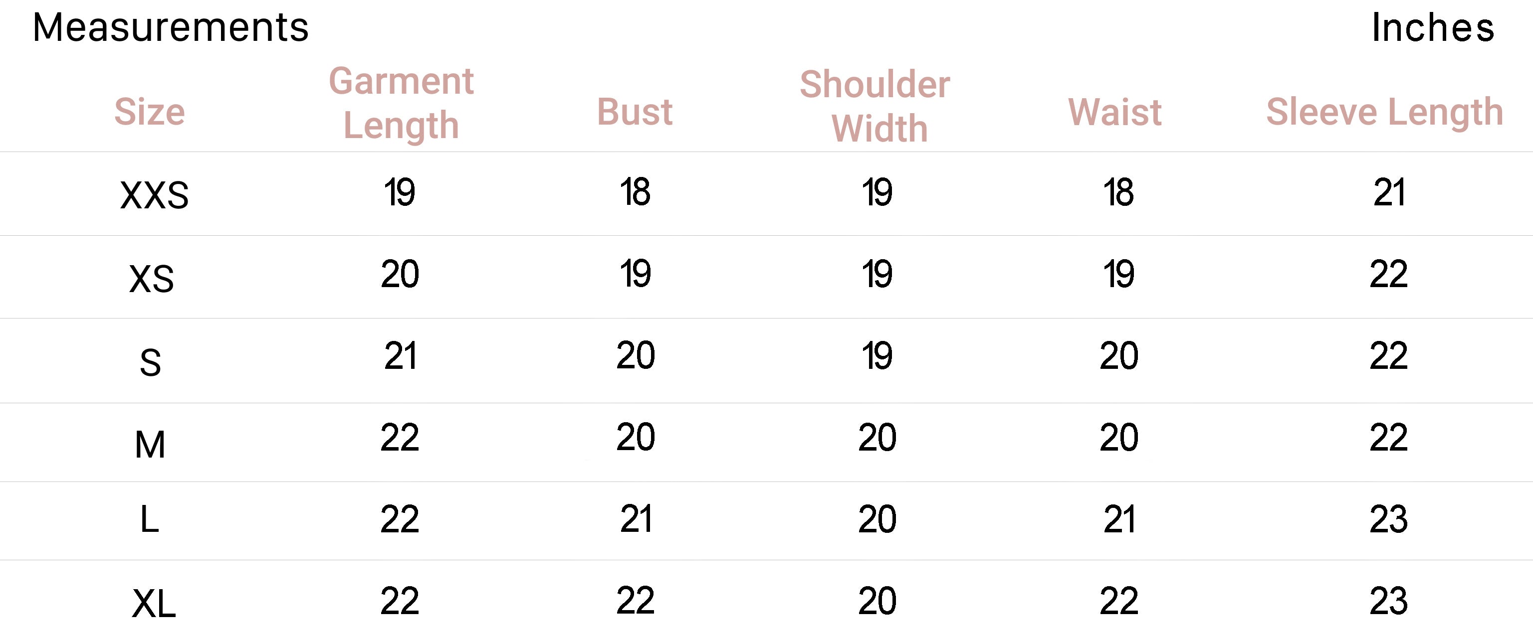Size chart