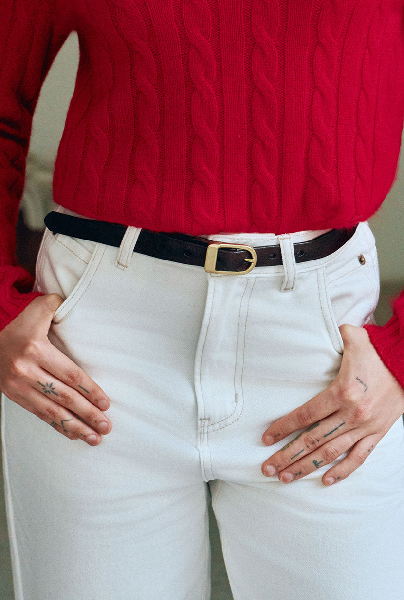 Petite Studio's Fable Brown and Gold Leather Belt