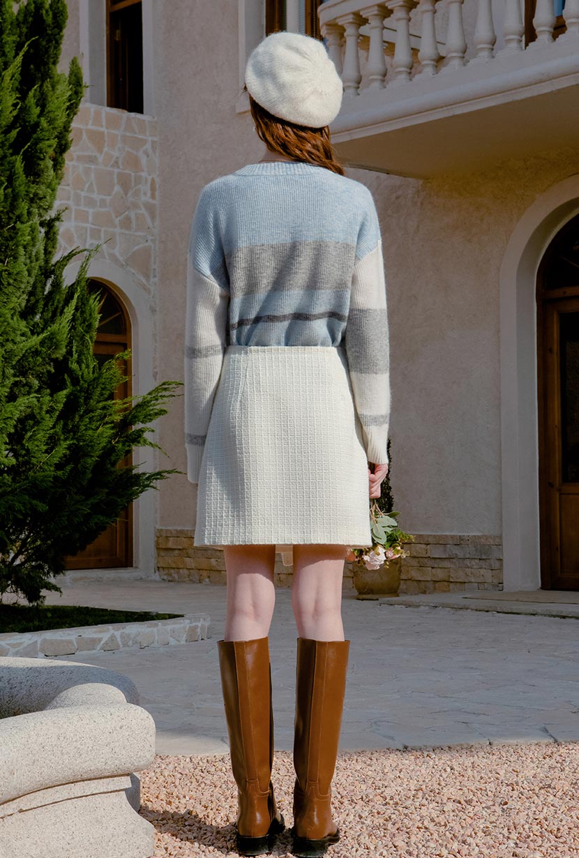 Petite Studio's Hallie Tweed Skirt in Ivory