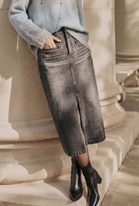 Petite Studio's Debbie Denim Pencil Skirt in Black