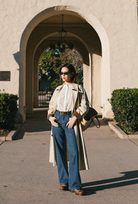 Petite Studio's Odilia Mid Rise Straight Leg Jeans in Mid Indigo 