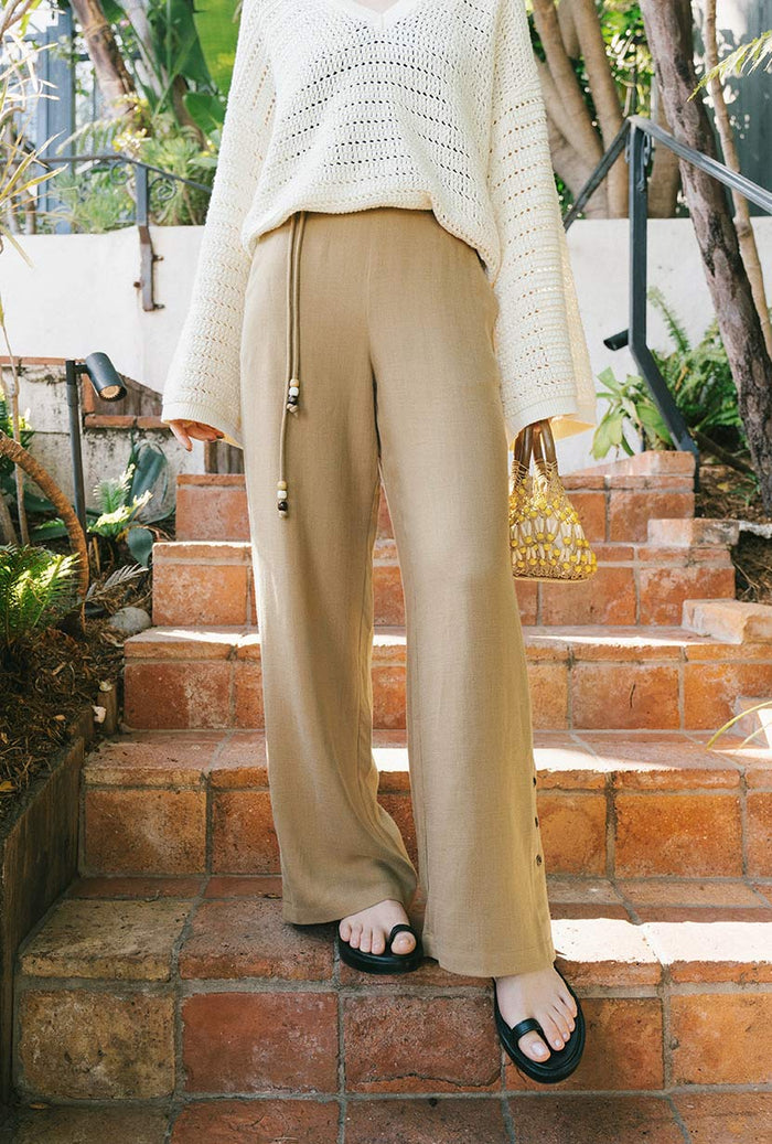 Petite Studio's Sandy Flare Pants in Camel 