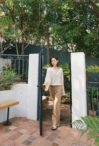 Petite Studio's Sandy Flare Pants in Camel 
