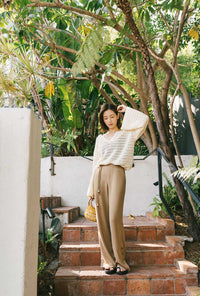 Petite Studio's Sandy Flare Pants in Camel 