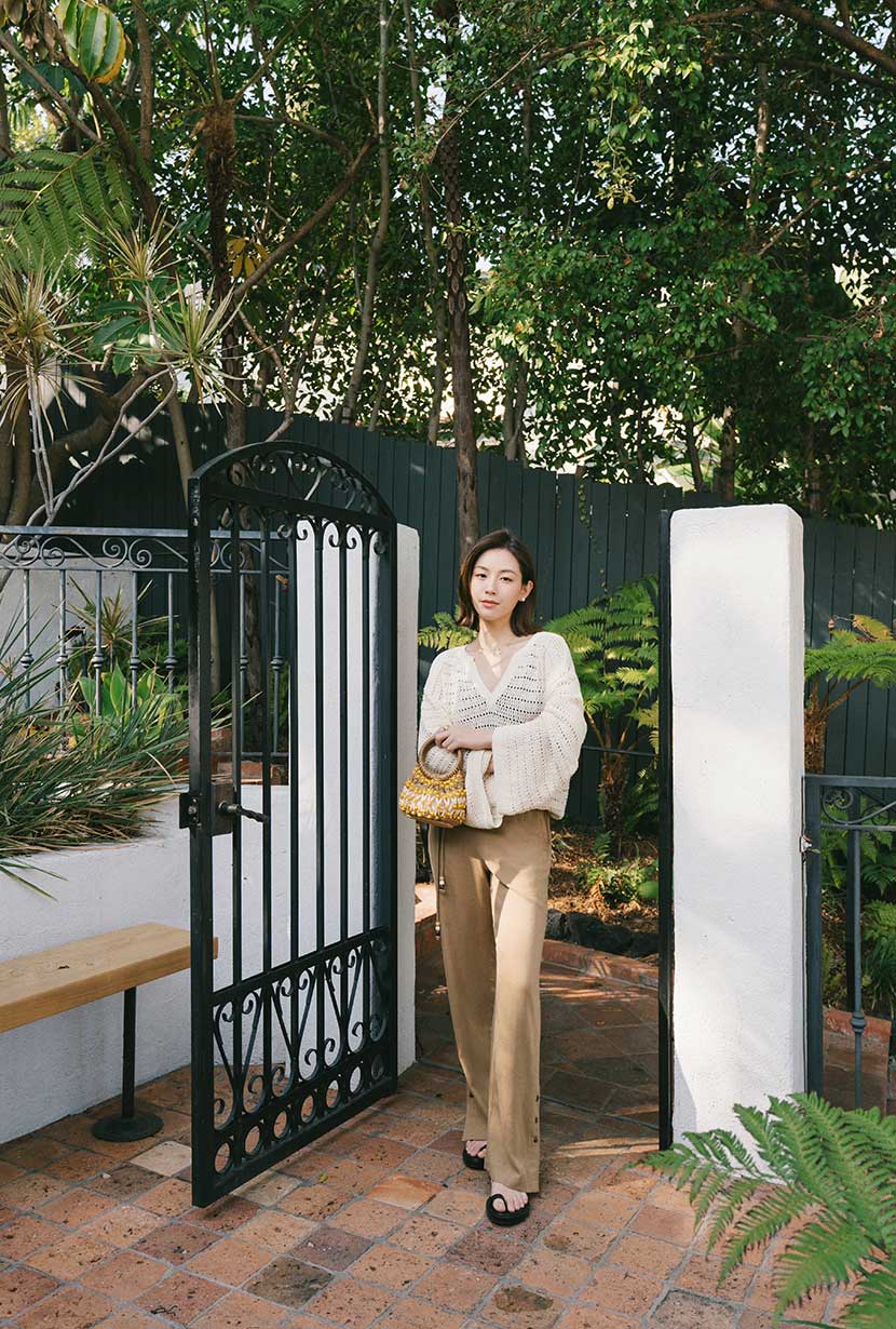 Petite Studio's Sandy Flare Pants in Camel 