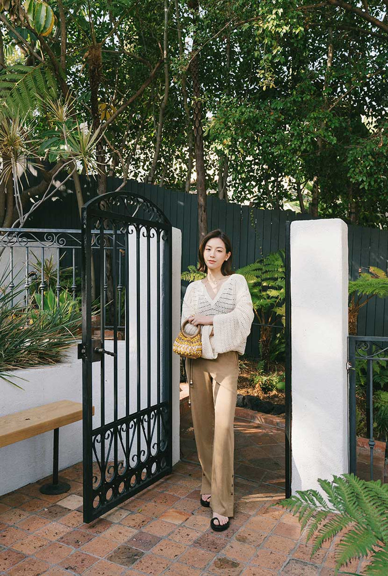 Petite Studio's Sandy Flare Pants in Camel 