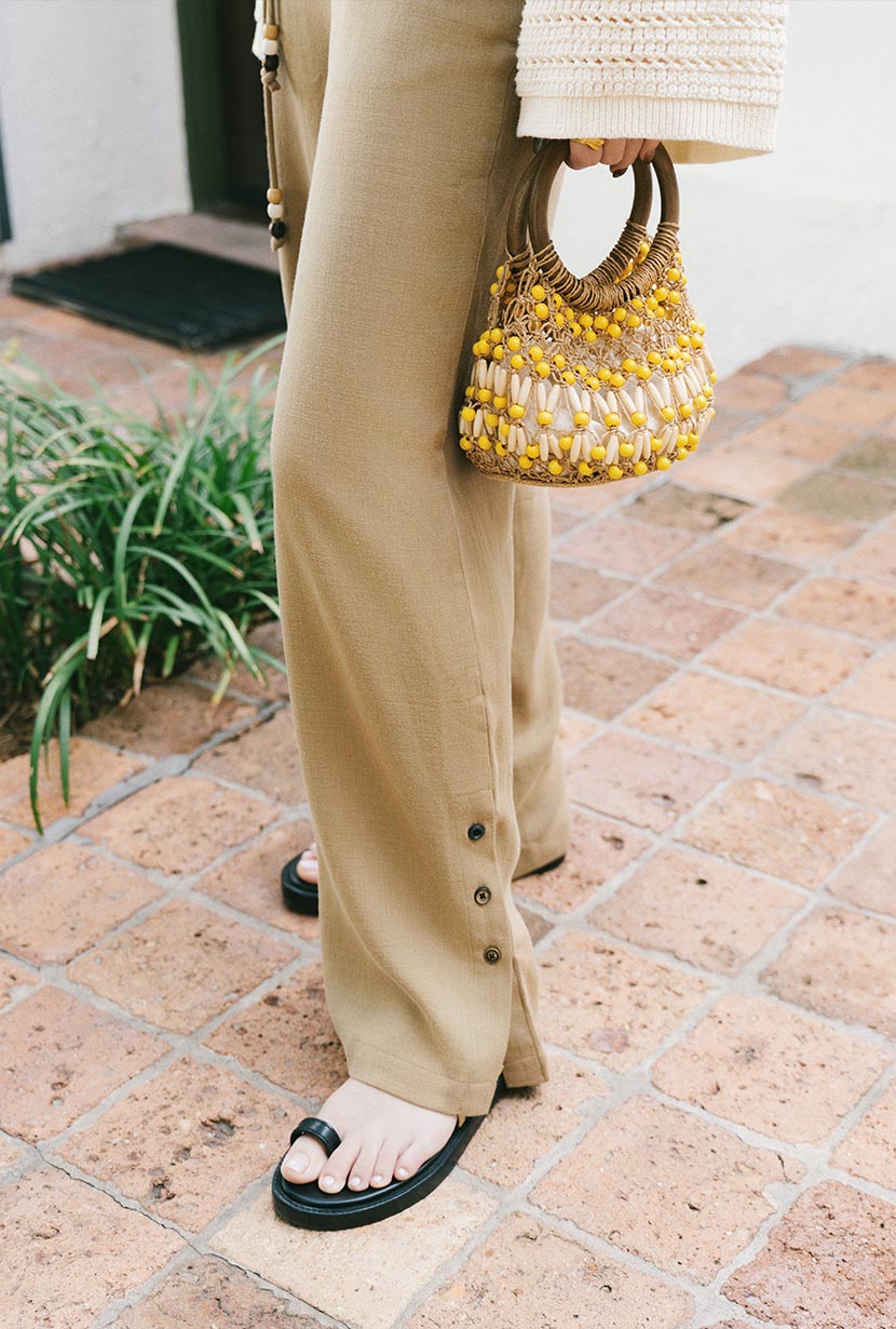 Petite Studio's Sandy Flare Pants in Camel 