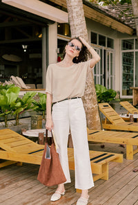 Petite Studio's Billy Denim Wide-Leg Pants in White