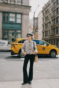 Petite Studio's Cody Corduroy Flared Pants in Black