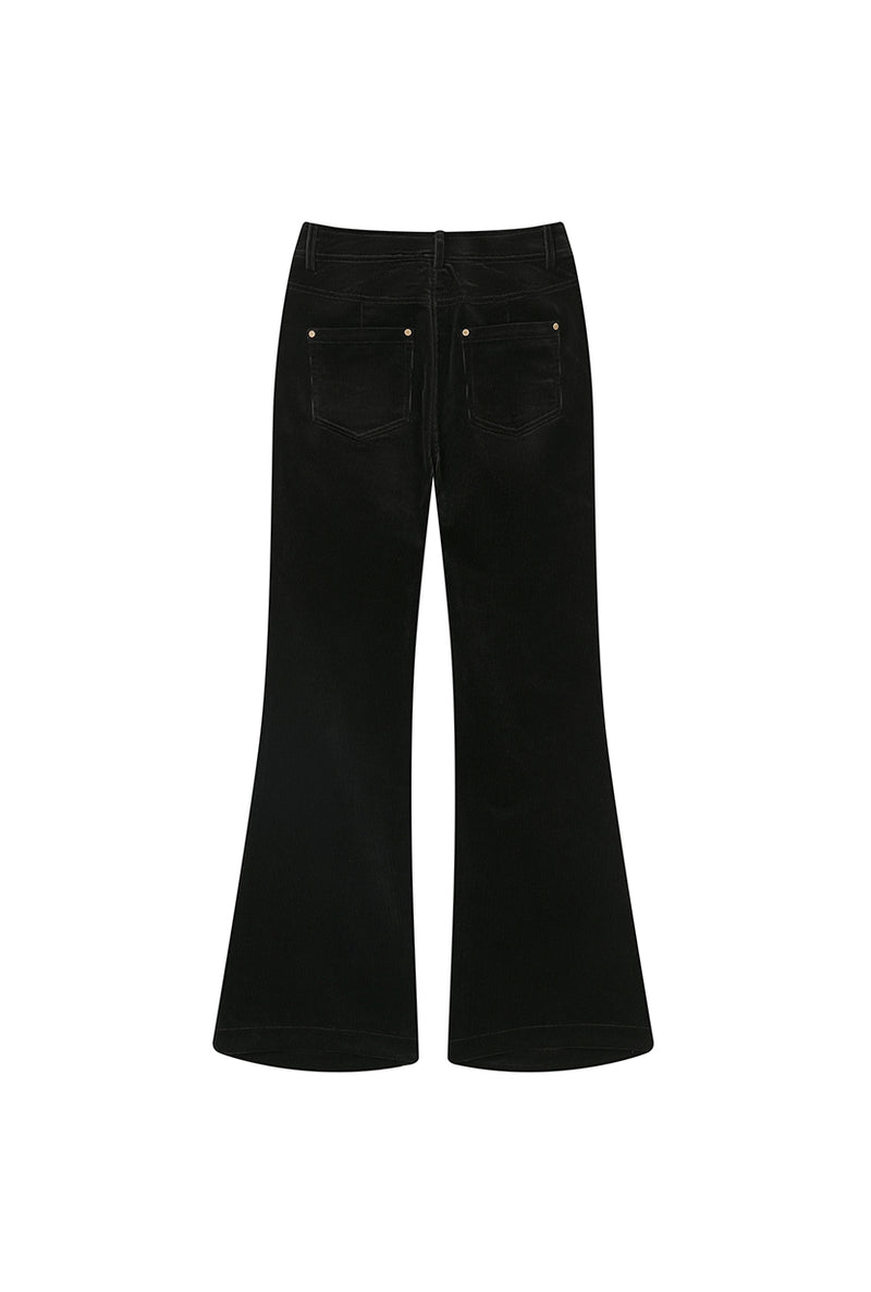 Petite Studio's Cody Corduroy Flared Pants in Black